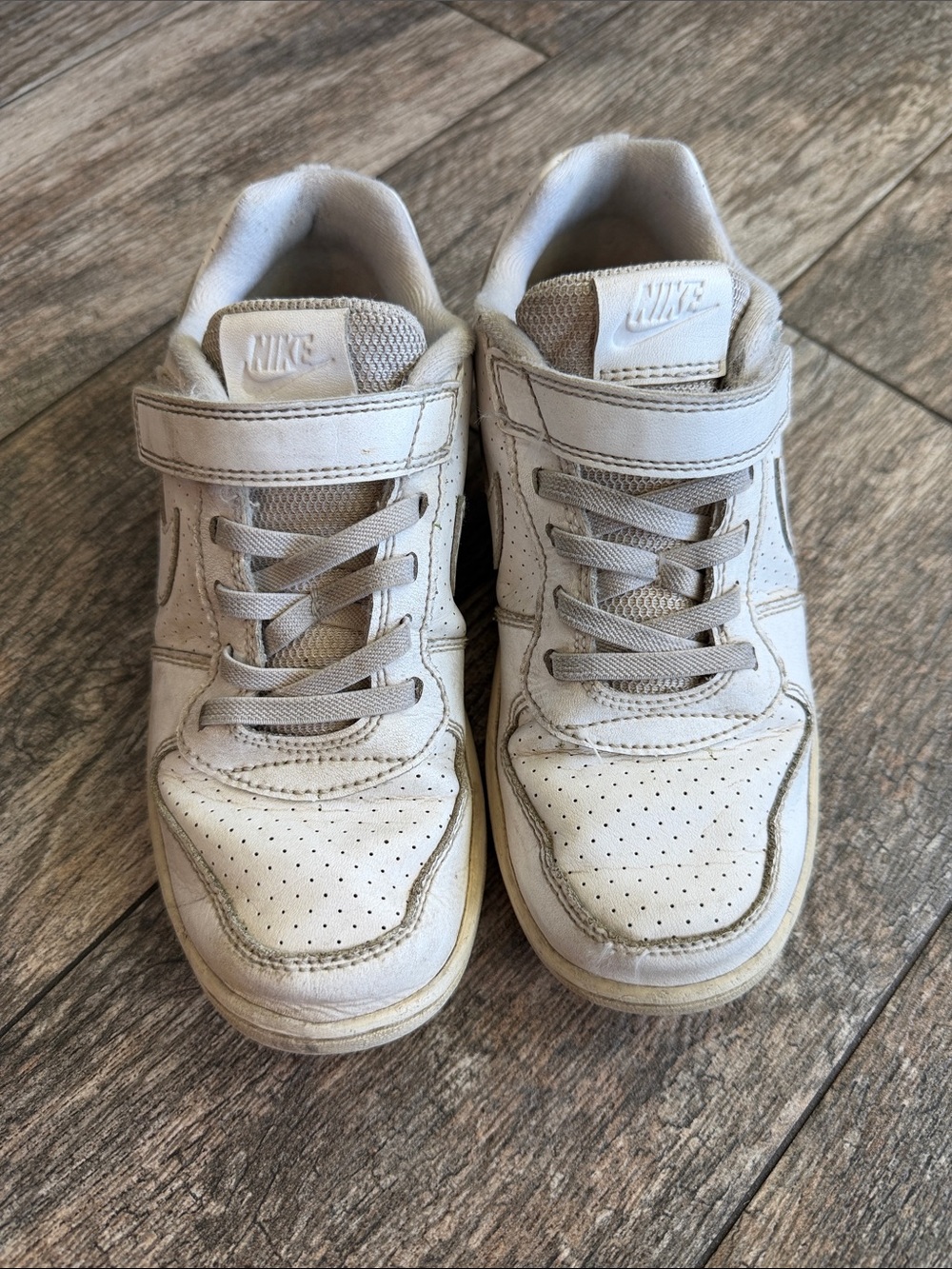 Nike Kids White and Light Gray Velcro Sneakers